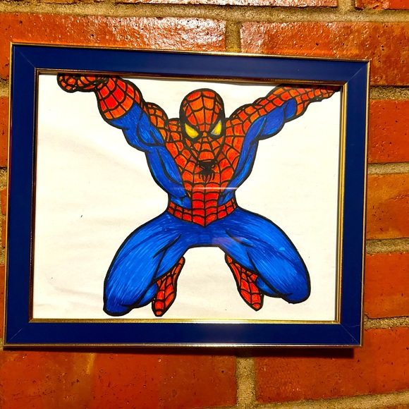 EXAMPLE Spider-Man drawing and colored with marker
